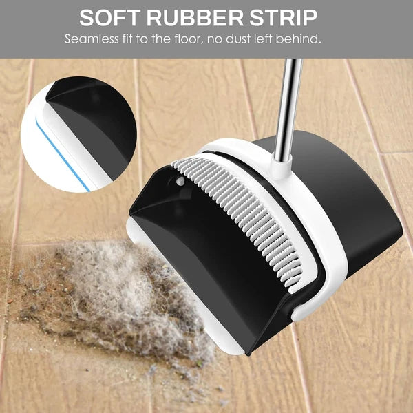 Household Broom and Dustpan Set, 51-inch Long Adjustable Handle Angle Broom