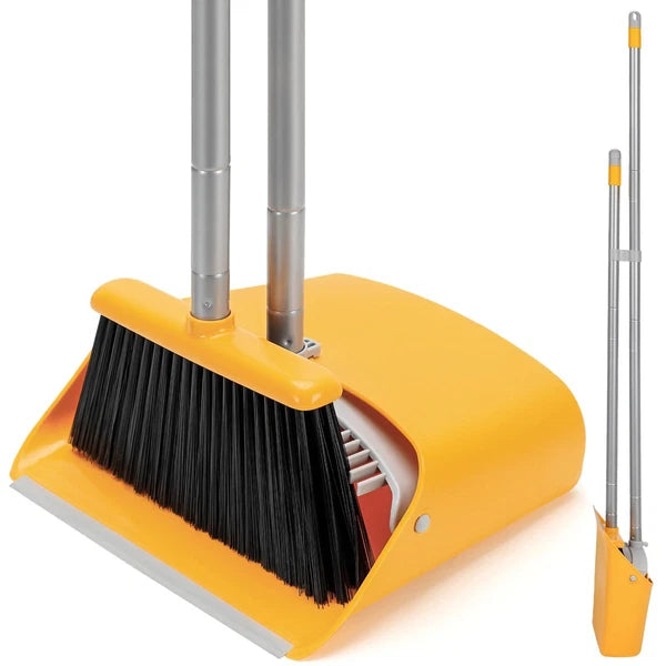 SONCAL Broom and Dustpan Set with Long Handle 52" Standing Broom and Dust Pan...