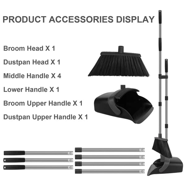 Broom and Dustpan Set 55" Long Handle Large Combo for Kitchen Lobby Office Indoo