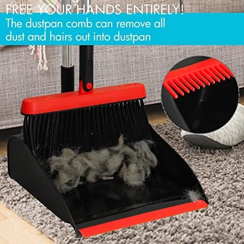 PHYEX 2-Pack Dustpan and Broom Set for Home Cleanup Dustpan with Adjustable H...