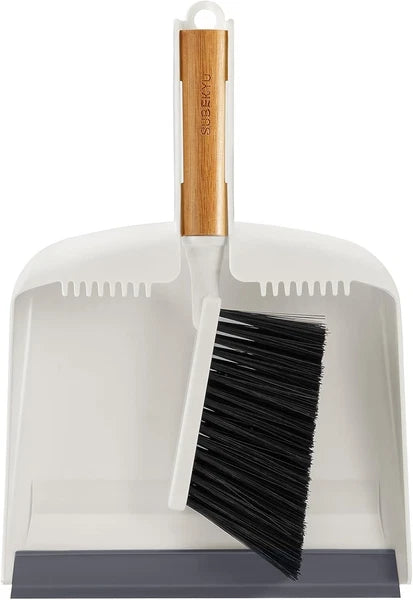 Dustpan and Brush Set with Bamboo Handle, Hand Mini Broom and Dustpan Set