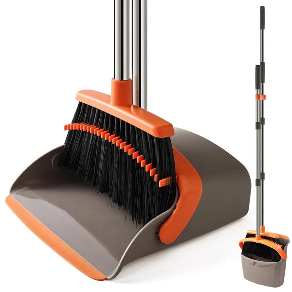 Large Broom and Dustpan,Broom and Dustpan Set,Heavy Duty Dust Pan with 55"Long