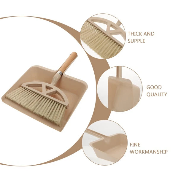 1 Set Plastic Desktop Cleaning Broom Mini Dustpan Cleaning Supplies (Khaki)