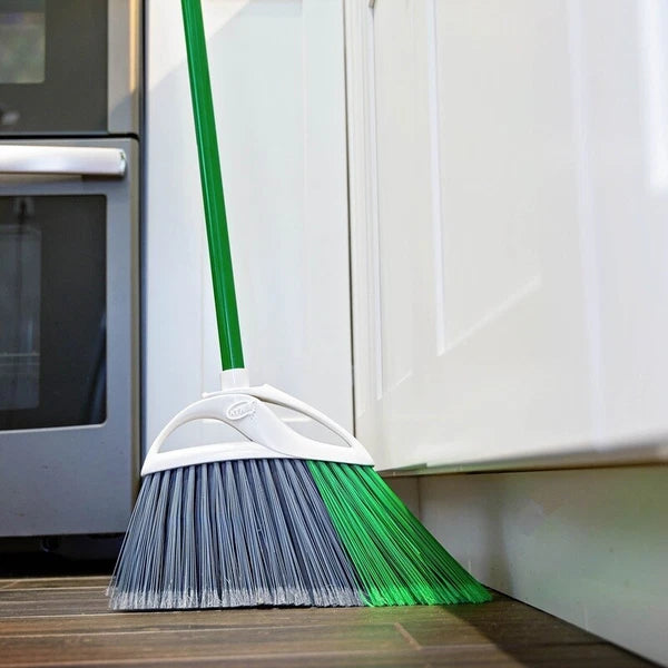 Angle Broom & Dust Pan Set Heavy Duty Cleaning Tools Indoor & Outdoor Use Green