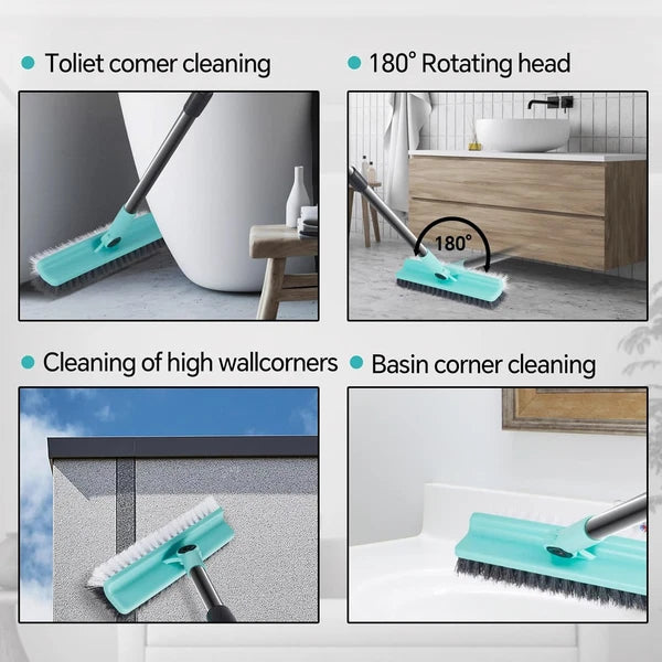 Broom with Dustpan Combo Set, Floor Scrub Brush,Self-Cleaning with Dustpan Teeth