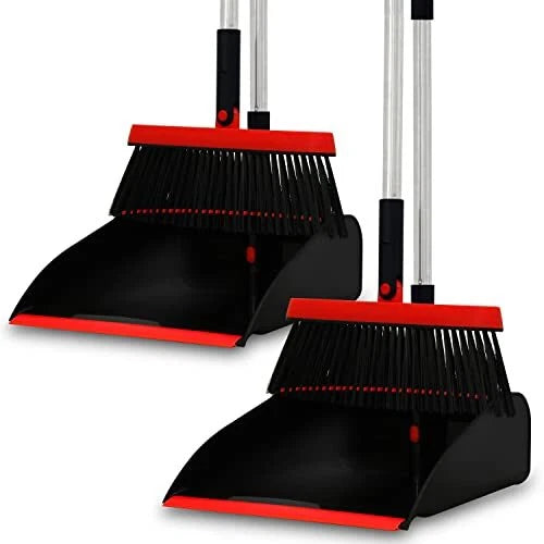 PHYEX 2-Pack Dustpan and Broom Set for Home Cleanup Dustpan with Adjustable H...