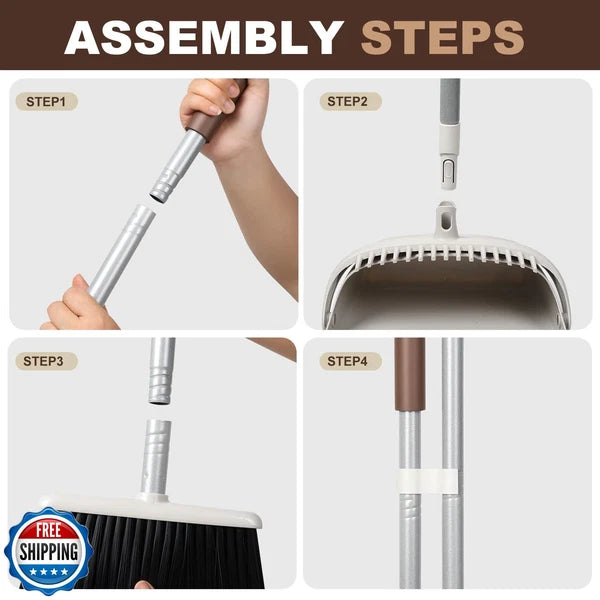 Jekayla 54" Long Handled Broom and Dustpan Set - Perfect Dust Pan and Brush C