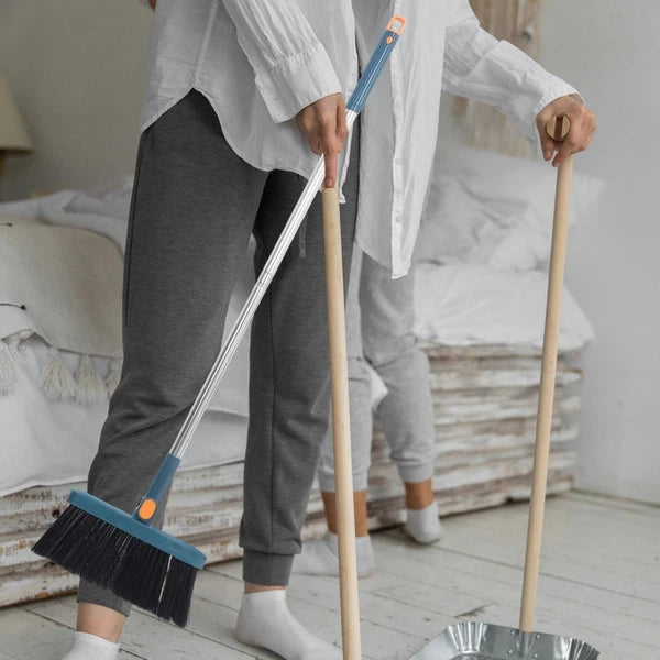 Three-piece Cleaning Tools Set Brush Broom Dustpan with Long Handle