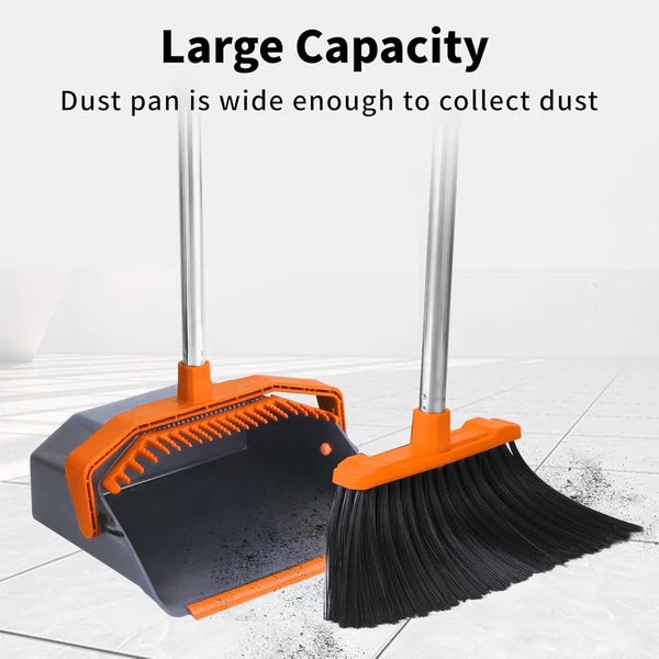 Broom and Dustpan Set with 51" Handle, Upright Combo for Home & Pet Hair