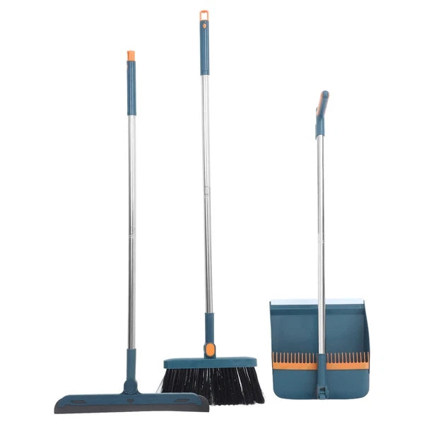 Three-piece Cleaning Tools Set Brush Broom Dustpan with Long Handle