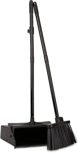 Duo-Pan Upright Dust and Broom Set with Clip for Floor Cleaning Restaurants