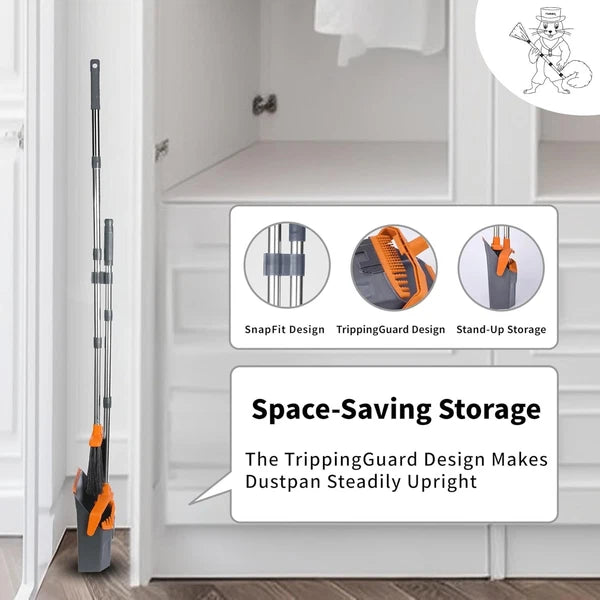 Broom and Dustpan Set with 51" Handle, Upright Combo for Home & Pet Hair
