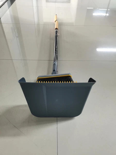 JEHONN Broom and Dustpan Set for Home, 54 Inches Long Dark Blue Yellow