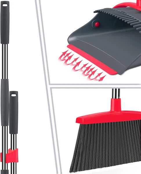Broom with Dustpan Combo Set, Broom with Dust Pan Set, Long Handle Broom and Dus