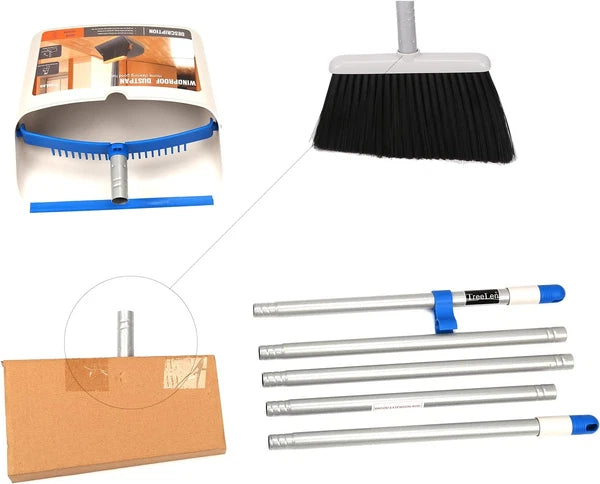 Treelen Long Handle Broom and Dustpan Set,Upright Dust Pan Combo for Home, Kitch