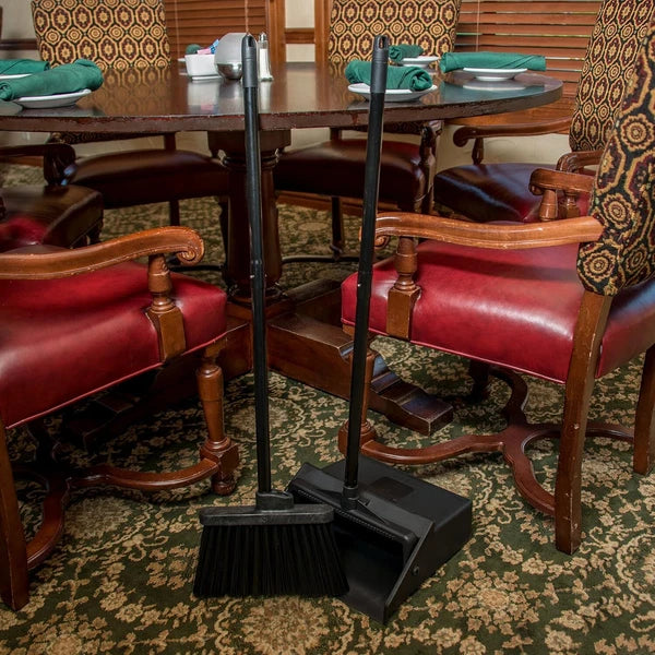 Duo-Pan Upright Dust and Broom Set with Clip for Floor Cleaning Restaurants