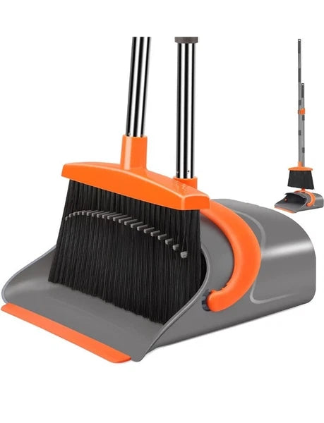 Dustpan Set Broom With Dustpan Teeth Sweep And Self-Cleaning For Home Standing