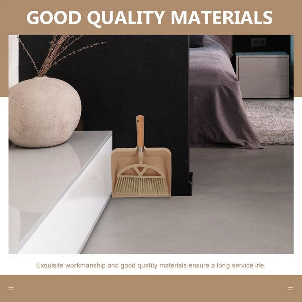 1 Set Plastic Desktop Cleaning Broom Mini Dustpan Cleaning Supplies (Khaki)