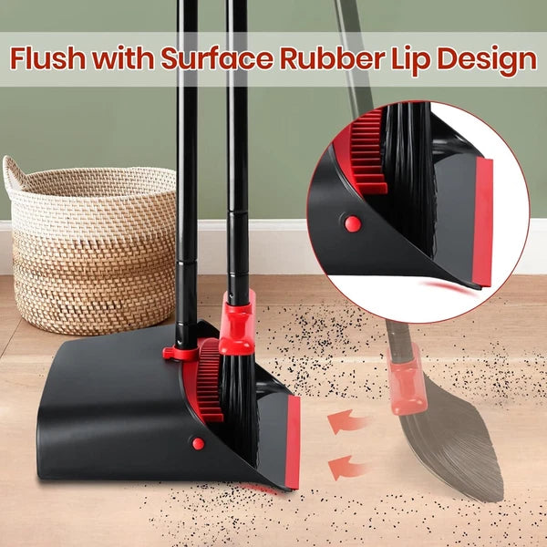 Compact Broom and Dustpan Set with Aluminum Handle for Easy Storage & Efficiency