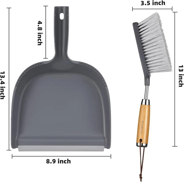 Dustpan and Brush Set with Stainless Steel Handle, Mini Broom and Dustpan Set