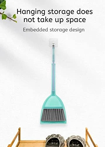 Toddler Brooms, Kids Broom, Small Broom and Dustpan Set, Household Mini Blue