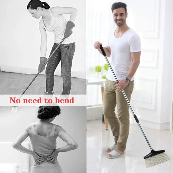 Broom & Dustpan Set with Lid – Upright Long Handle for Home & Kitchen