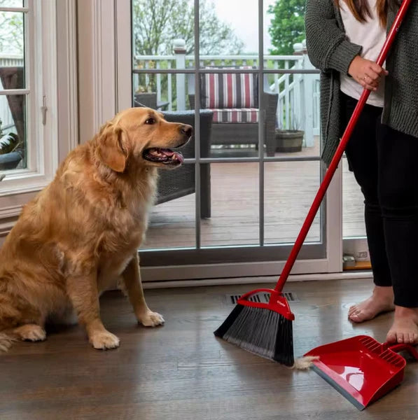 Power Corner Pet Pro Angle Broom with Step on Dust Pan - Pack Of 2