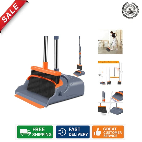 Upgrade Broom Set with Dustpan Teeth - Ergonomic & Sustainable Cleaning Tool