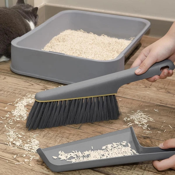 Small Broom and Dustpan Set, Hand Mini Dust-Pan Brush, 1 Piece, Gray