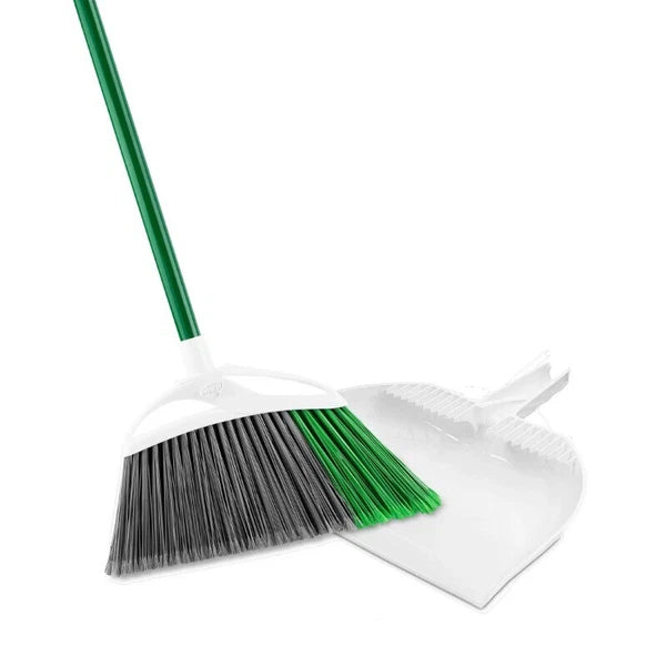 Extra Large Angle Broom Dustpan 5in Fibers 99% Dirt Removal Indoor Outdoor New