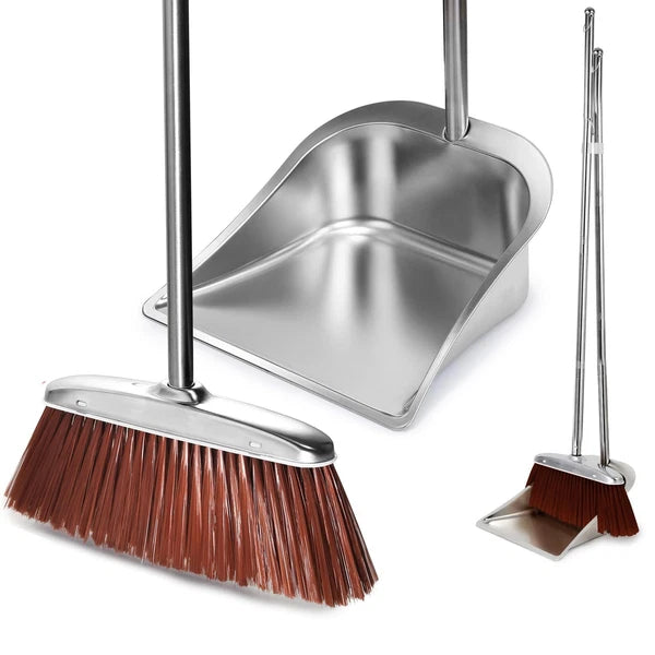 Broom and Dustpan Set for Home, 56" Kitchen Broom with Dustpan Combo Set, Hea...