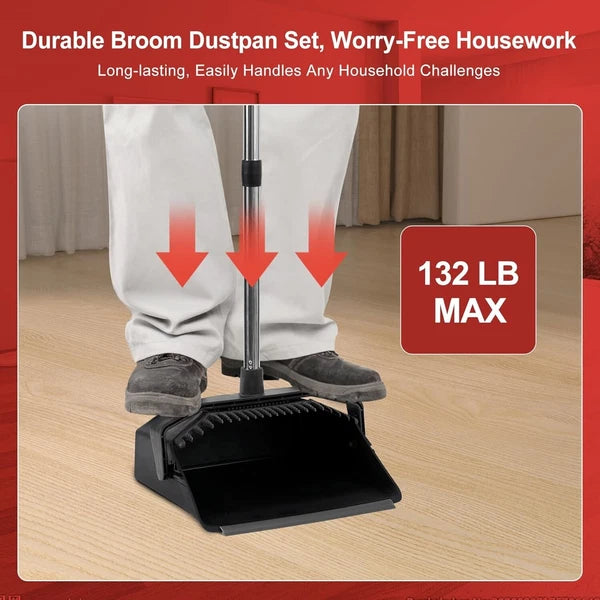Effortless 51-Inch Broom and Large Dustpan Set – Perfect for High-Traffic Areas