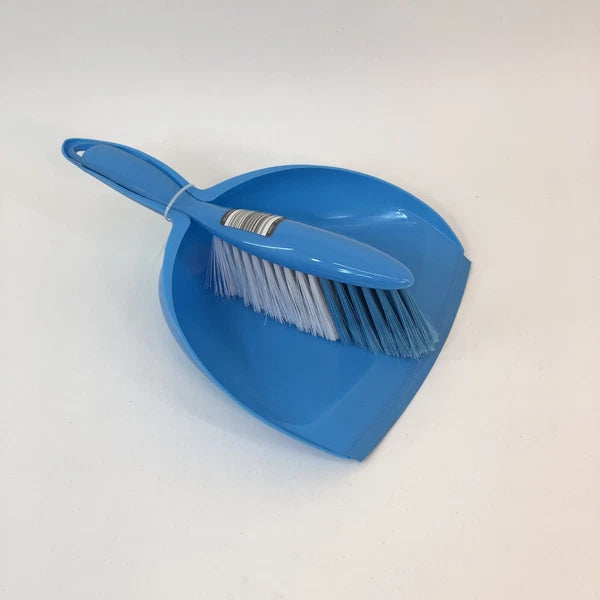 Easy Home Quick Clean up Dust Pan Duster Brush Sweep Set Red Blue