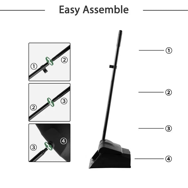 Eyliden Commercial Angle Broom and Dustpan Combo, with Long Handle, Lobby Dust P