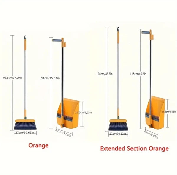 Folding Non-stick Kitchen Office Broom Dustpan Set Household Cleaning Tools-BLUE