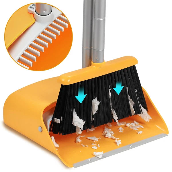 SONCAL Broom and Dustpan Set with Long Handle 52" Standing Broom and Dust Pan...