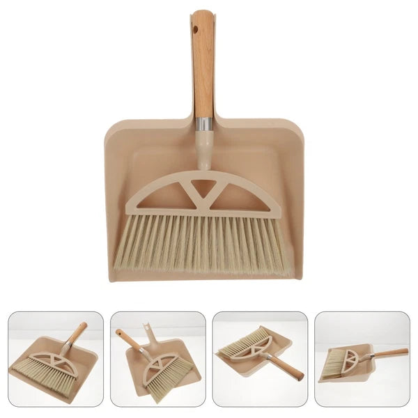 1 Set Plastic Desktop Cleaning Broom Mini Dustpan Cleaning Supplies (Khaki)