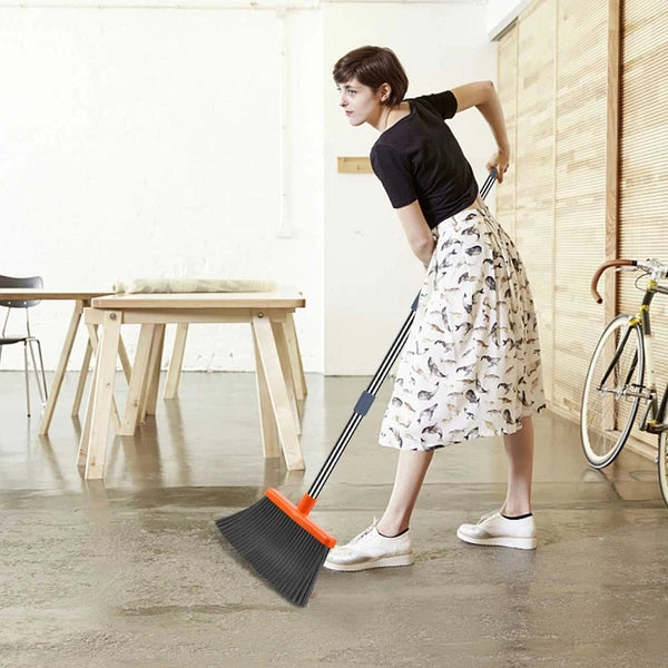 Broom and Dustpan Set Self-Cleaning with Dustpan Teeth Indoor New