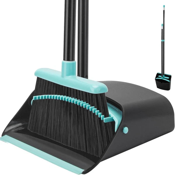 Broom Dustpan 52Inch Extendable Handle Standing Indoor Kitchen Floor