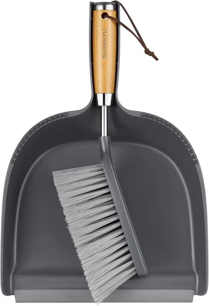 Dustpan and Brush Set with Stainless Steel Handle, Mini Broom and Dustpan Set