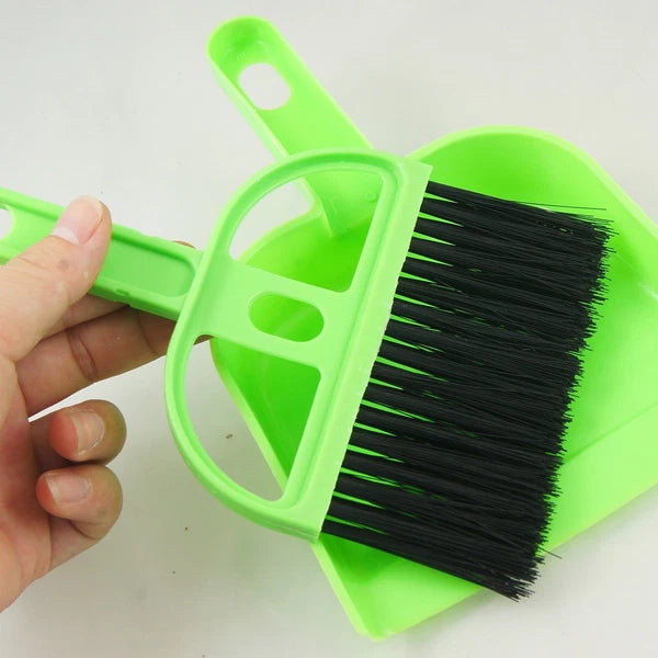 Green Black Car Keyboard Cleaning Whisk Broom Dustpan Set