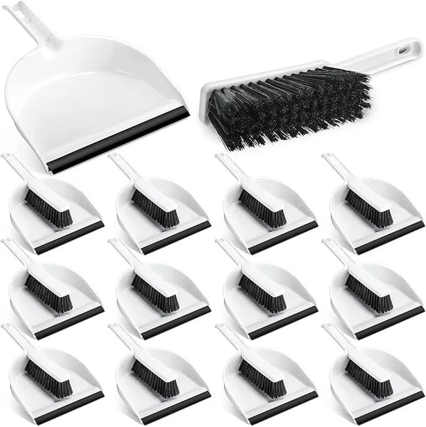 Zubebe 12 Pcs Mini Dustpan and Brush Set, Small Broom Mainly White