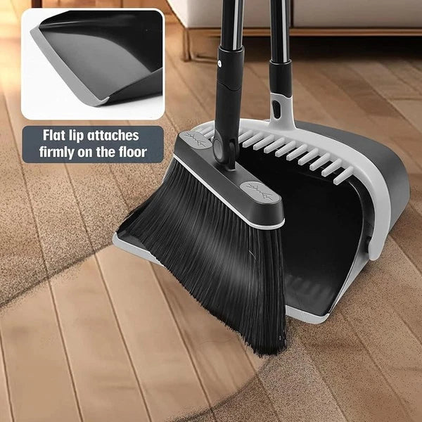 Broom & Dustpan Set Extendable Swivel Brush Comb Teeth Cleaning Multifunctional