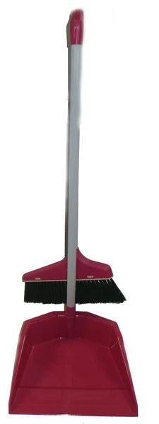 *Lot of 6 Pack* 2 PC LONG HANDLES BROOM AND DUST PAN SET 32" Broom NEW FDP142