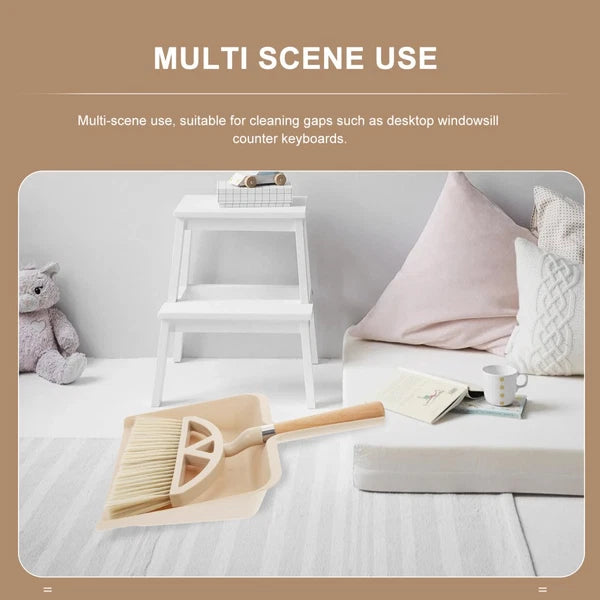 1 Set Plastic Desktop Cleaning Broom Mini Dustpan Cleaning Supplies (Khaki)