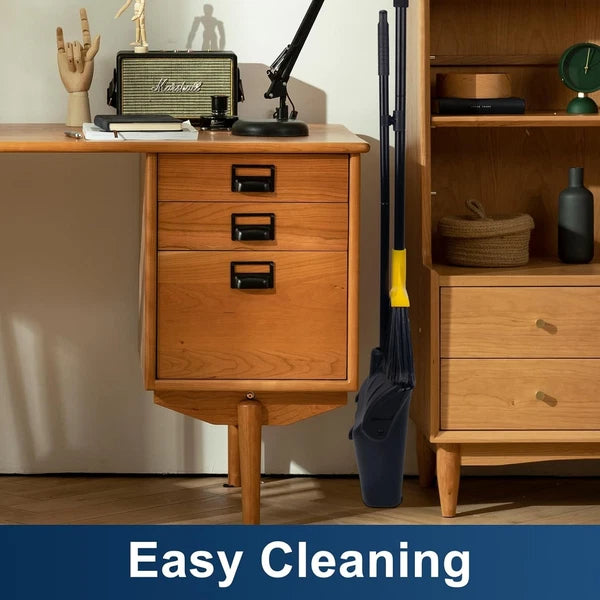 Heavy Duty Broom & Dustpan Set for Indoor/Outdoor Commercial Use