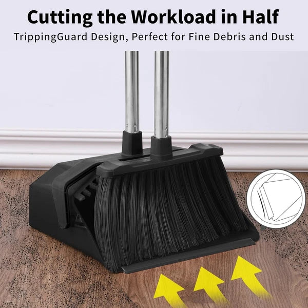 Effortless 51-Inch Broom and Large Dustpan Set – Perfect for High-Traffic Areas