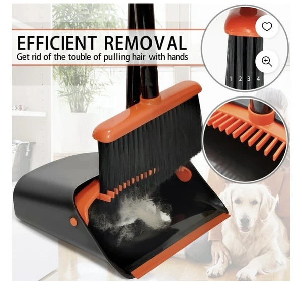 Dustpan and Broom Set with Comb Stand up Broom and Dust Pan Set with Long Handle