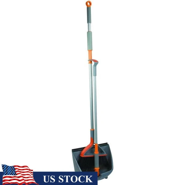 Upright Broom Dustpan Set Efficient Multi-Surface Cleaning Compact Design New