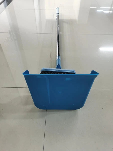 Dustpan and Brush Set, 54 inches Long Handle Swivel Broom, Upright Foldable Dust